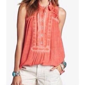 Free People Southwest Popover Tunic Top Burnt Orange Size XS